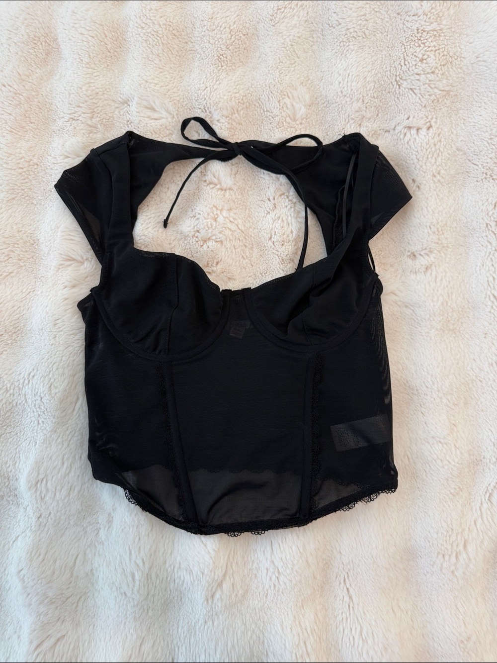 Garage Black Sheer Mesh Top